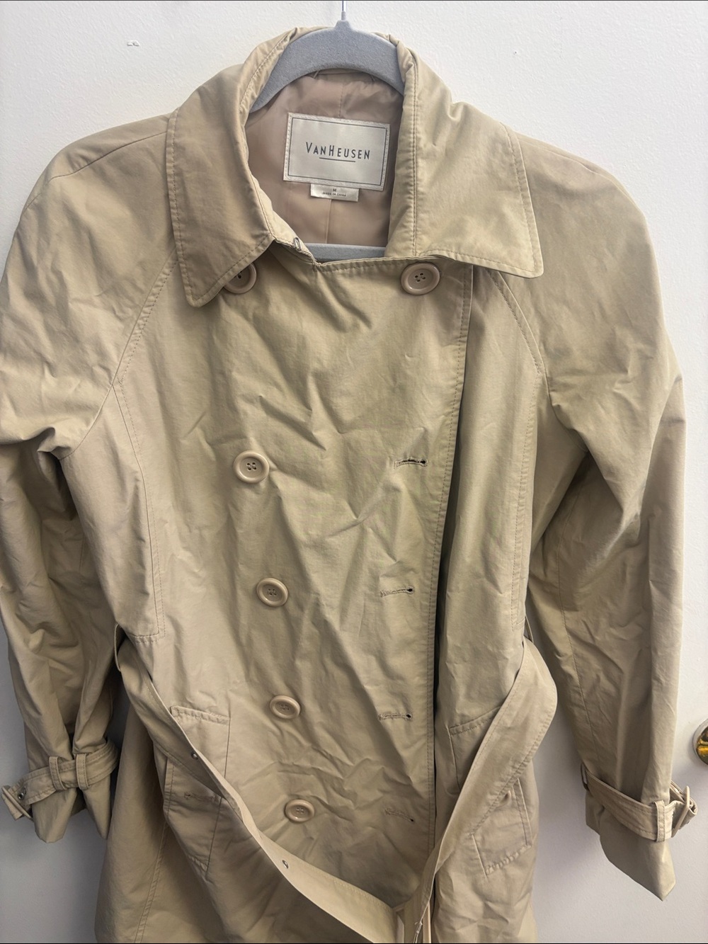 Van Heusen Women's Tan Double-Breasted Trench Coat